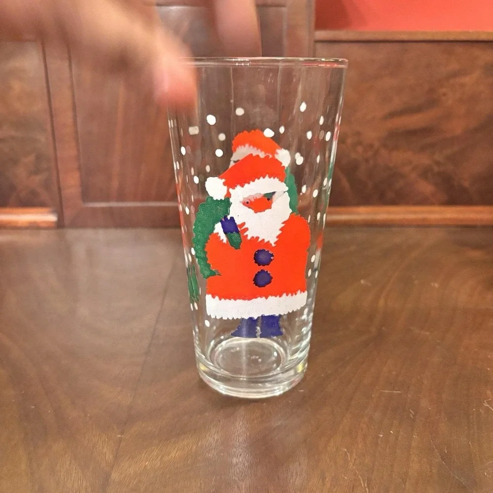 Vintage KIG Indonesia Santa Claus Christmas Tumblers Glasses Set of 4 6